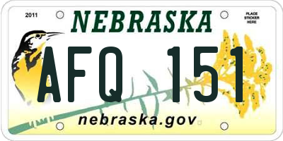 NE license plate AFQ151