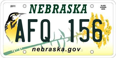 NE license plate AFQ156