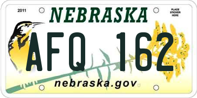 NE license plate AFQ162