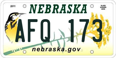 NE license plate AFQ173