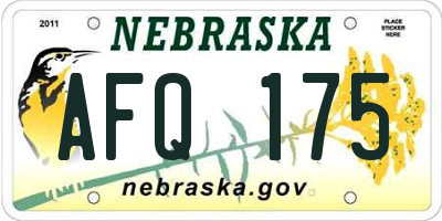 NE license plate AFQ175
