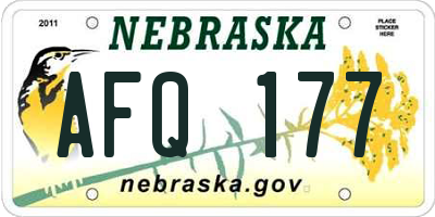 NE license plate AFQ177