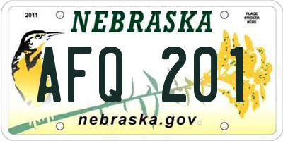 NE license plate AFQ201
