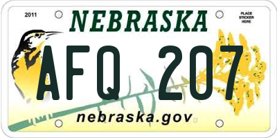 NE license plate AFQ207