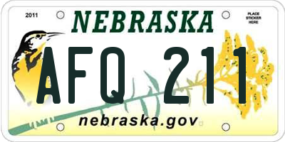 NE license plate AFQ211