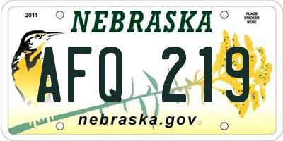 NE license plate AFQ219