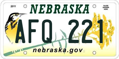NE license plate AFQ221