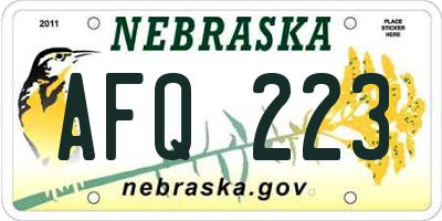 NE license plate AFQ223