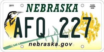 NE license plate AFQ227