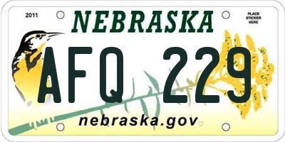 NE license plate AFQ229