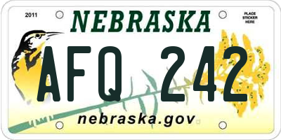 NE license plate AFQ242