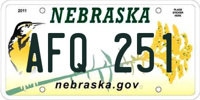 NE license plate AFQ251