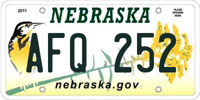 NE license plate AFQ252