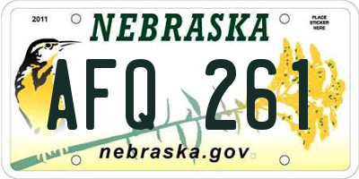 NE license plate AFQ261