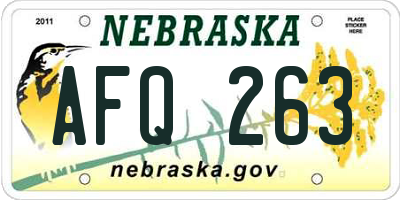 NE license plate AFQ263
