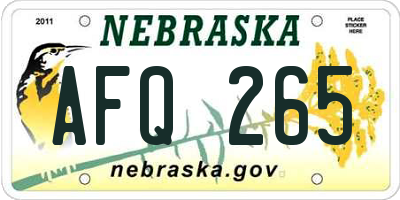 NE license plate AFQ265