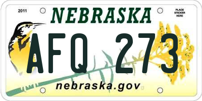 NE license plate AFQ273