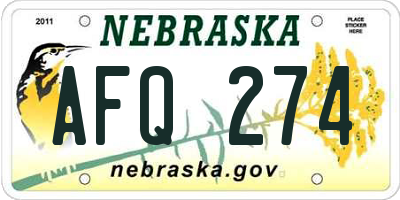 NE license plate AFQ274