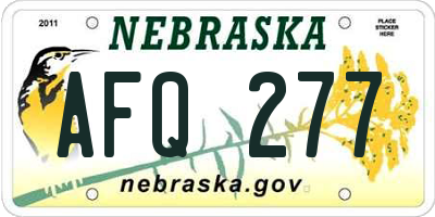 NE license plate AFQ277