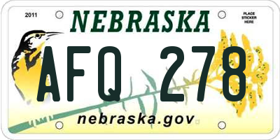 NE license plate AFQ278