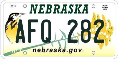 NE license plate AFQ282