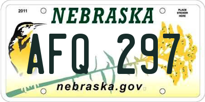 NE license plate AFQ297