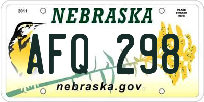 NE license plate AFQ298