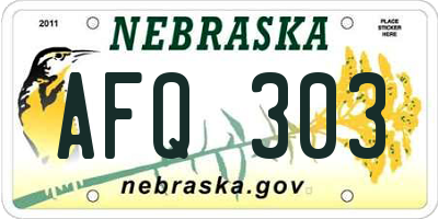 NE license plate AFQ303