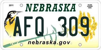 NE license plate AFQ309
