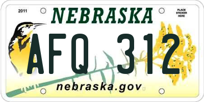 NE license plate AFQ312