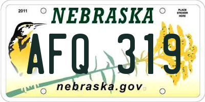 NE license plate AFQ319