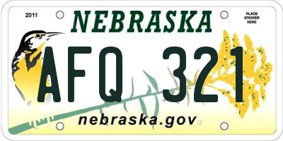 NE license plate AFQ321
