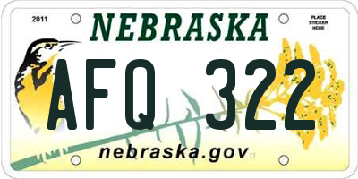 NE license plate AFQ322