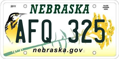 NE license plate AFQ325