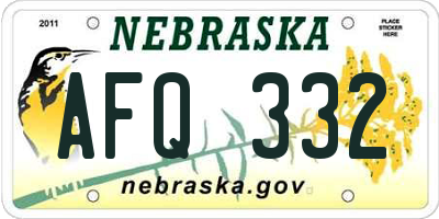 NE license plate AFQ332