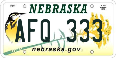 NE license plate AFQ333