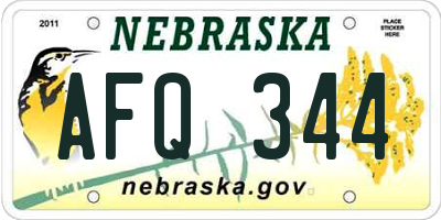 NE license plate AFQ344