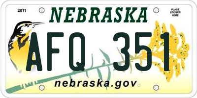 NE license plate AFQ351