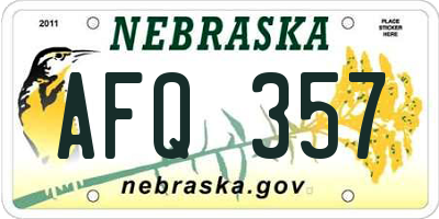 NE license plate AFQ357