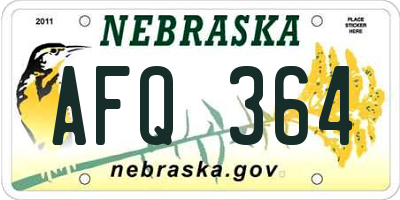 NE license plate AFQ364