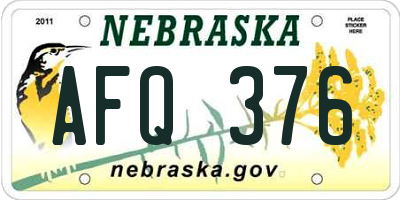 NE license plate AFQ376