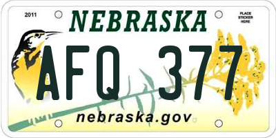 NE license plate AFQ377