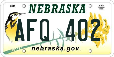 NE license plate AFQ402