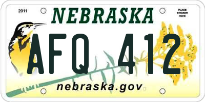NE license plate AFQ412