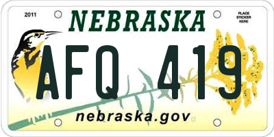 NE license plate AFQ419