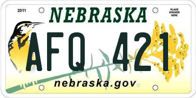 NE license plate AFQ421