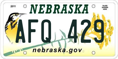 NE license plate AFQ429