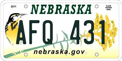 NE license plate AFQ431