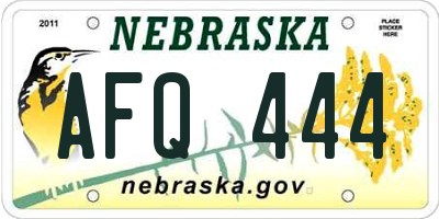 NE license plate AFQ444