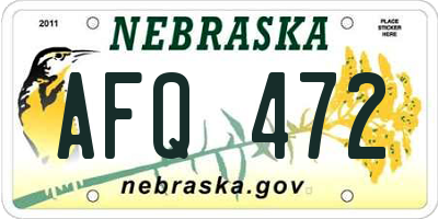 NE license plate AFQ472